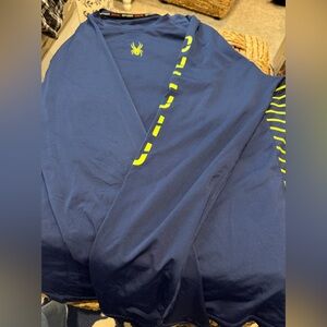 Spyder Navy Long Sleeve Shirt with Neon Yellow Details
